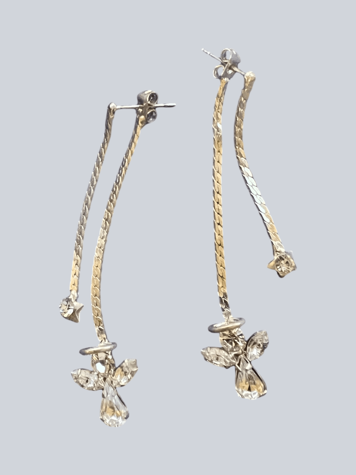 Vintage Dangle Angel w/halo & Star Earrings 2” Drop