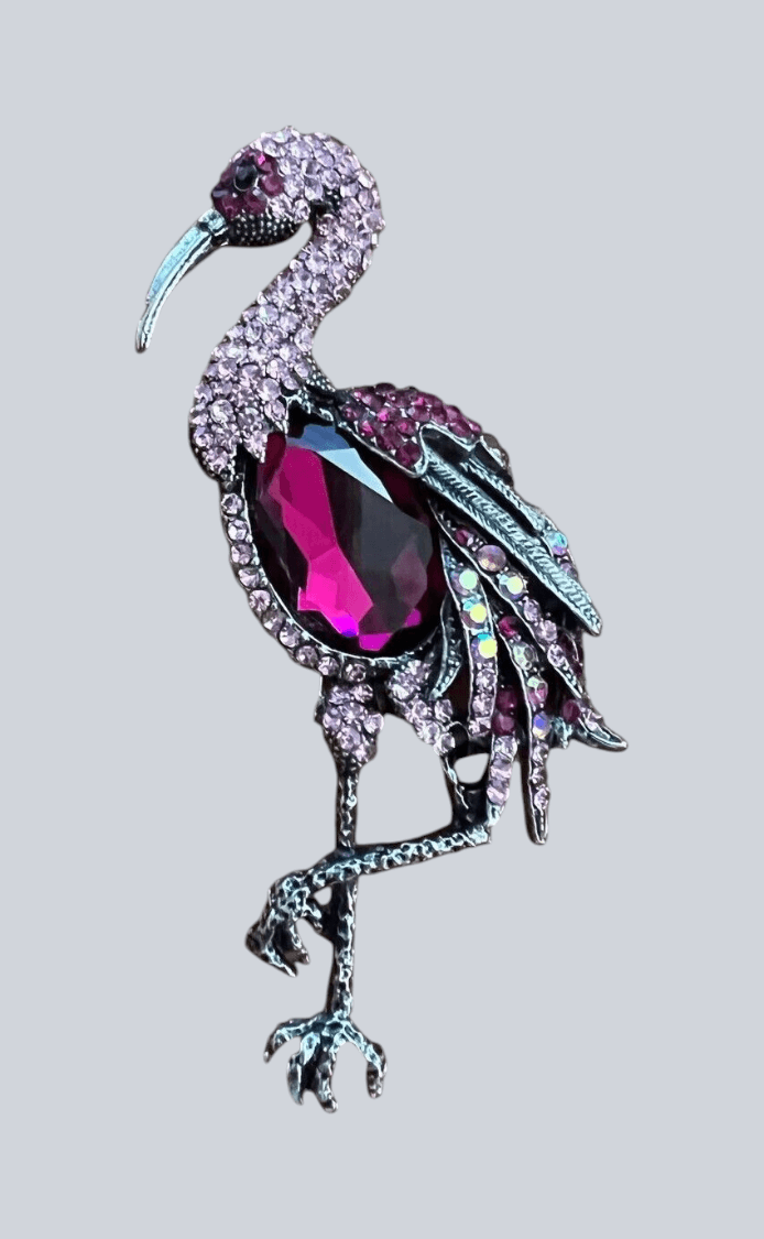 Fashion Jewelry Designer Style Flamingo Pin w/necklace hook