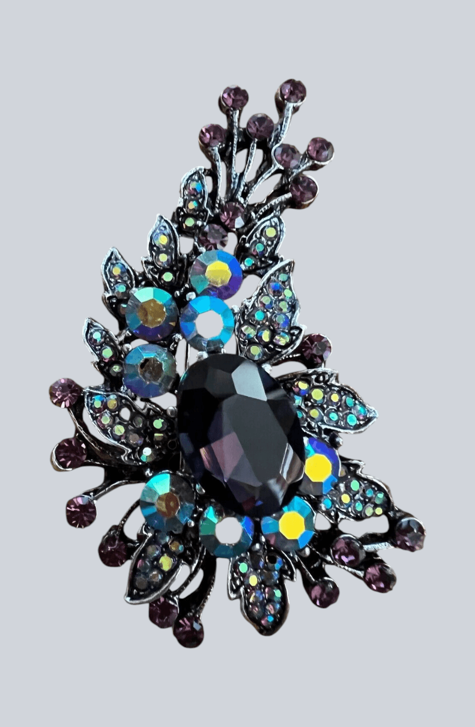 Fashion Jewelry Designer Style Flower Cluster Pin Lavender Rhinestones