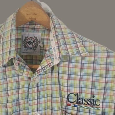 Cinch Long Sleeve Shirt Men's Size S Green & Yellow Check Plaid Western Cowboy