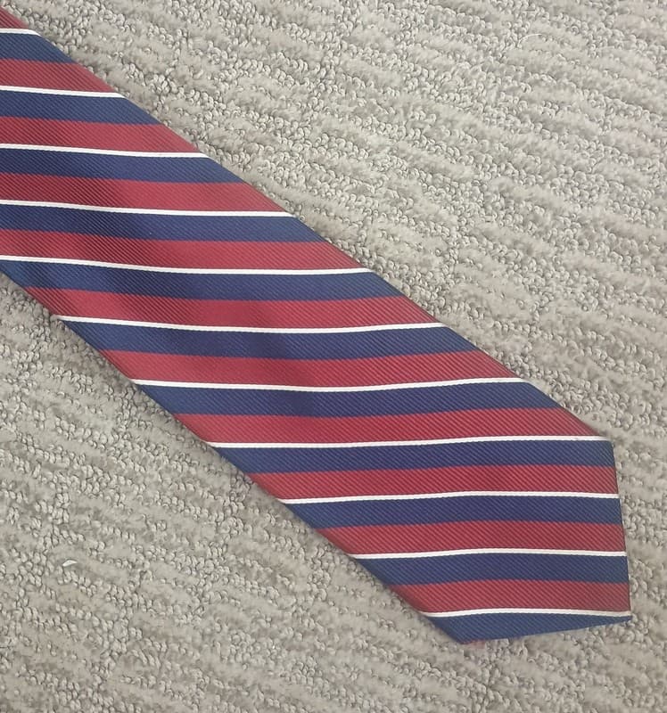 Brooks Brothers Makers Repp Stripe Silk Necktie Red and Navy Blue