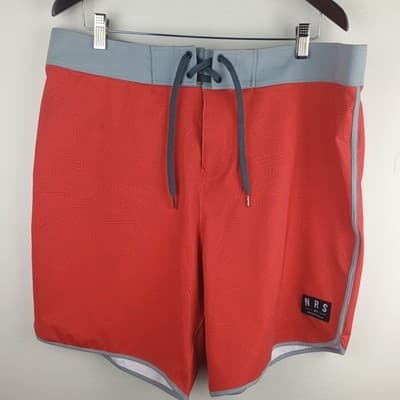 NRS Eddyline Technical Swim Short Men's 38 Red Geometric Lightweight Quick Dry
