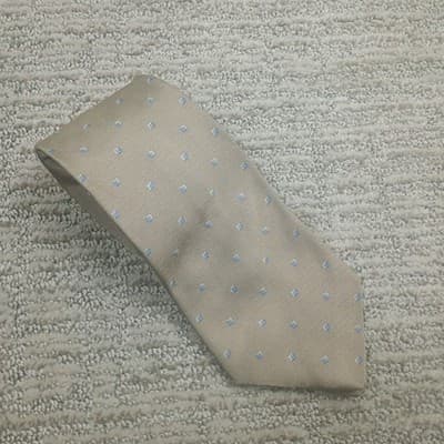 Brooks Brothers Makers Silk Tie Tan Blue Geometric Squares Woven in England USA