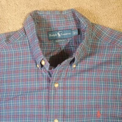 Vintage Ralph Lauren Shirt Mens Large Long Sleeve Button Down Cozy Casual Peppy