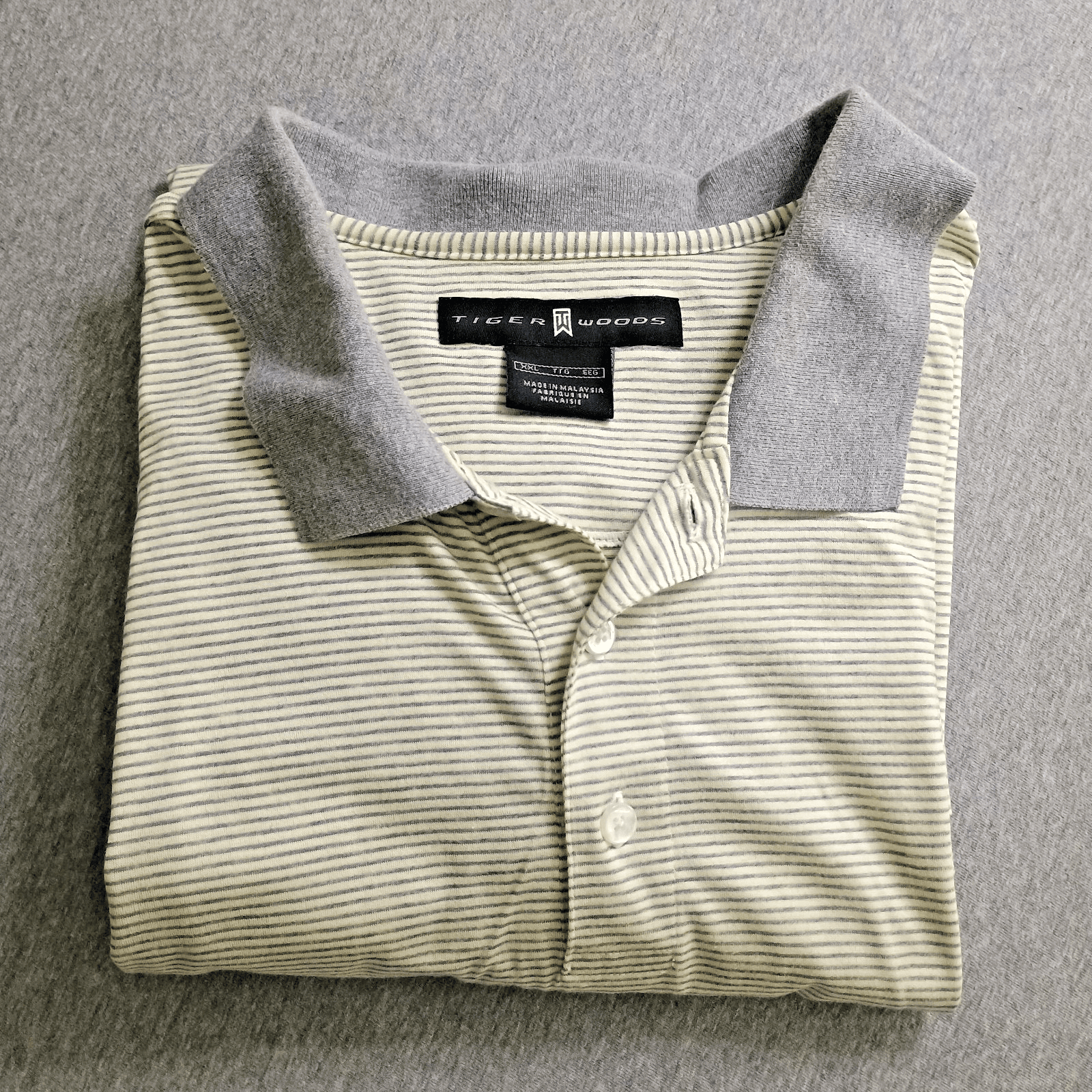 Nike Tiger Woods Polo Mens XXL All Cotton Yellow Striped Golf Shirt Athleisure