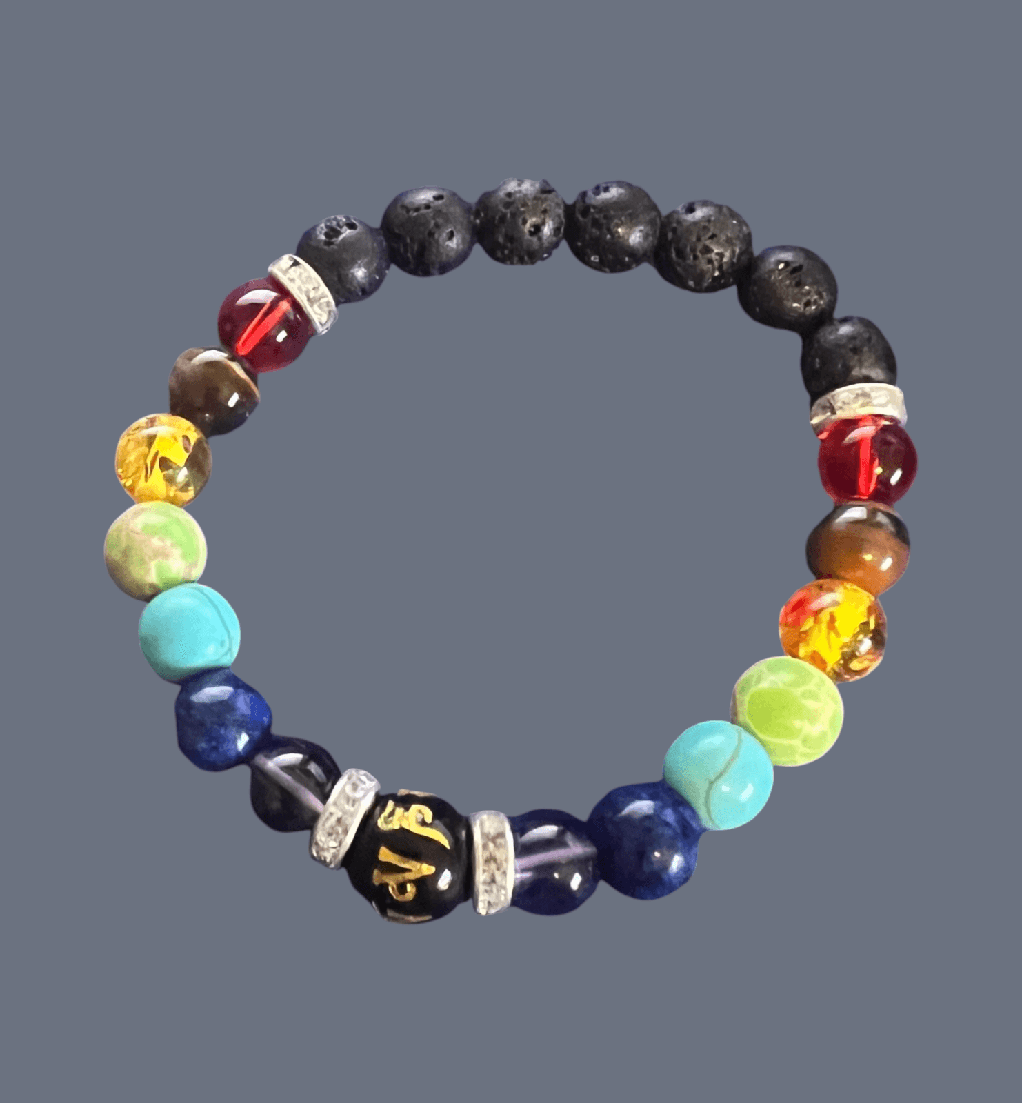 Boho Retro Colorful Men Women Handmade Bracelet Volcano Rock Beads Healing Jewel