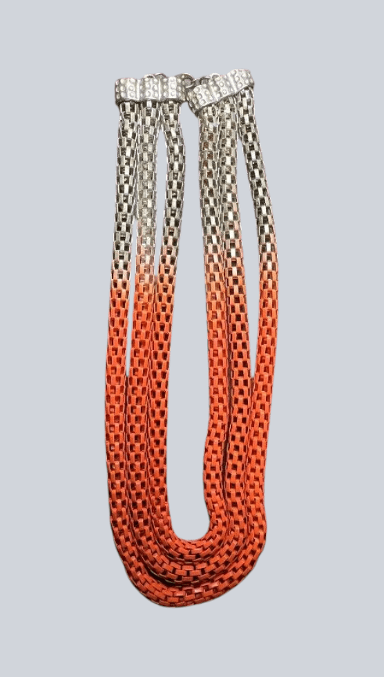 3 Row Metal Necklace Woven Chain Lightweight