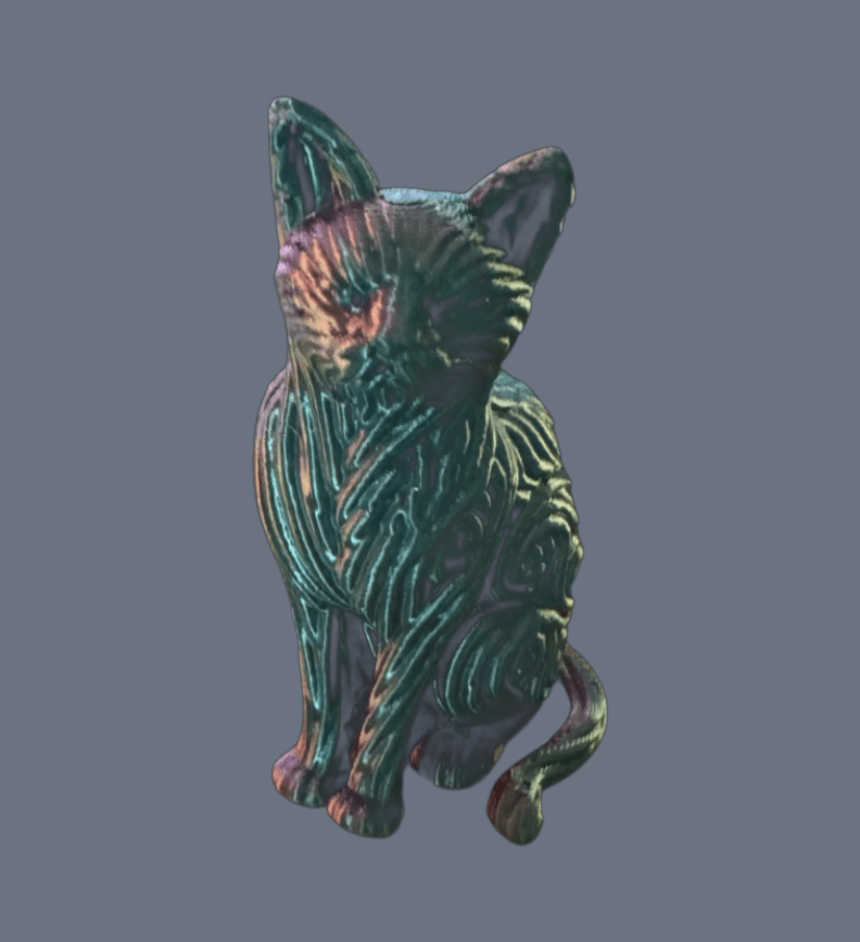 Multi Color Cat w/Rope 3" tall