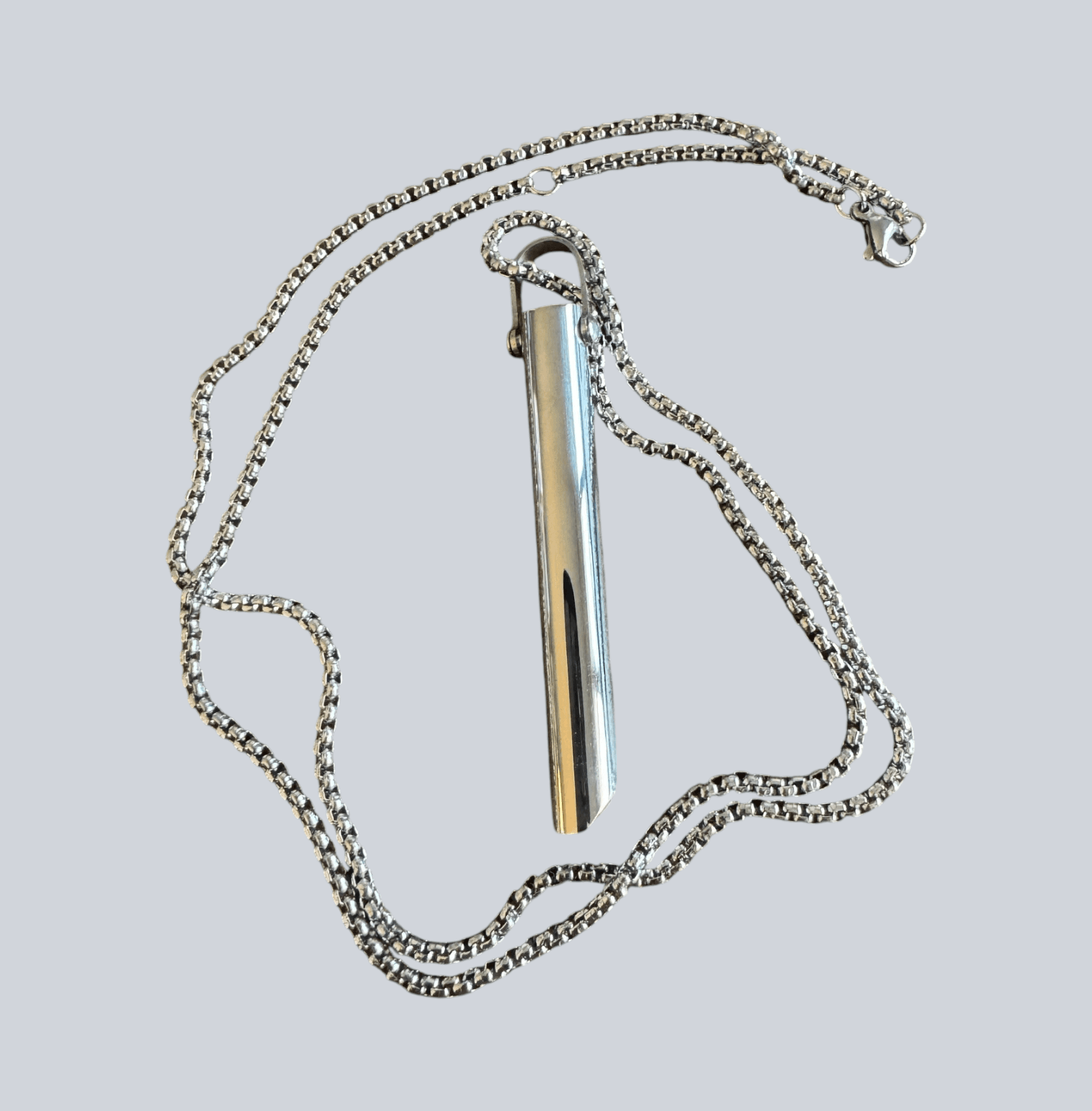 Horizontal Tube Necklace w/Chain Silvertone Relieve STRESS!