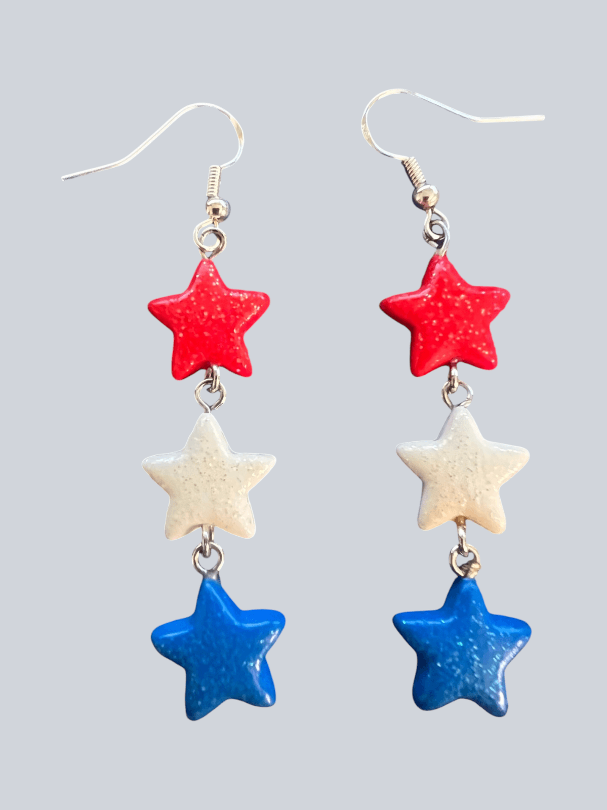 Vintage US Flag Color Sparkle Stars Earrings