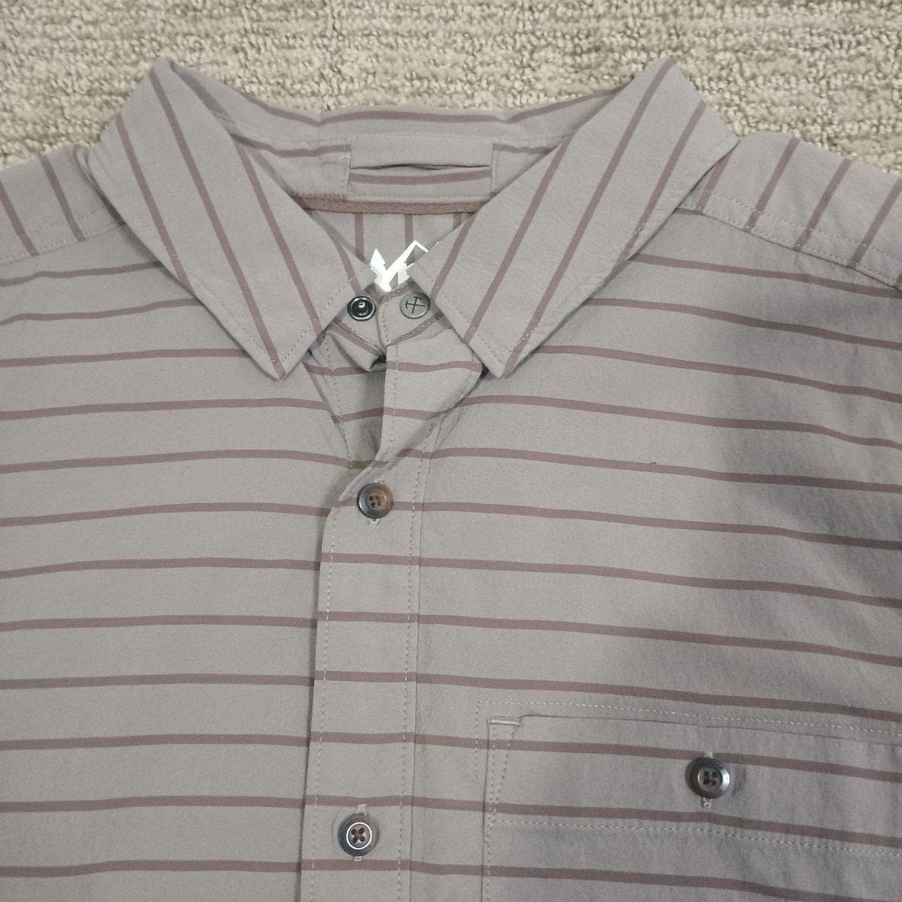 REI CO-OP WANAKA WOVEN STRIPED SHORT SLEEVE BUTTON UP SHIRT