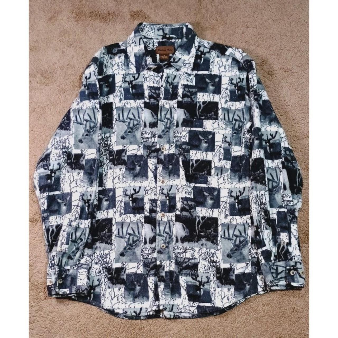 Marino Bay Heavy Thick Flannel Shirt for Men 100% Cotton Mens Large Deer & Elk Print Soft Material