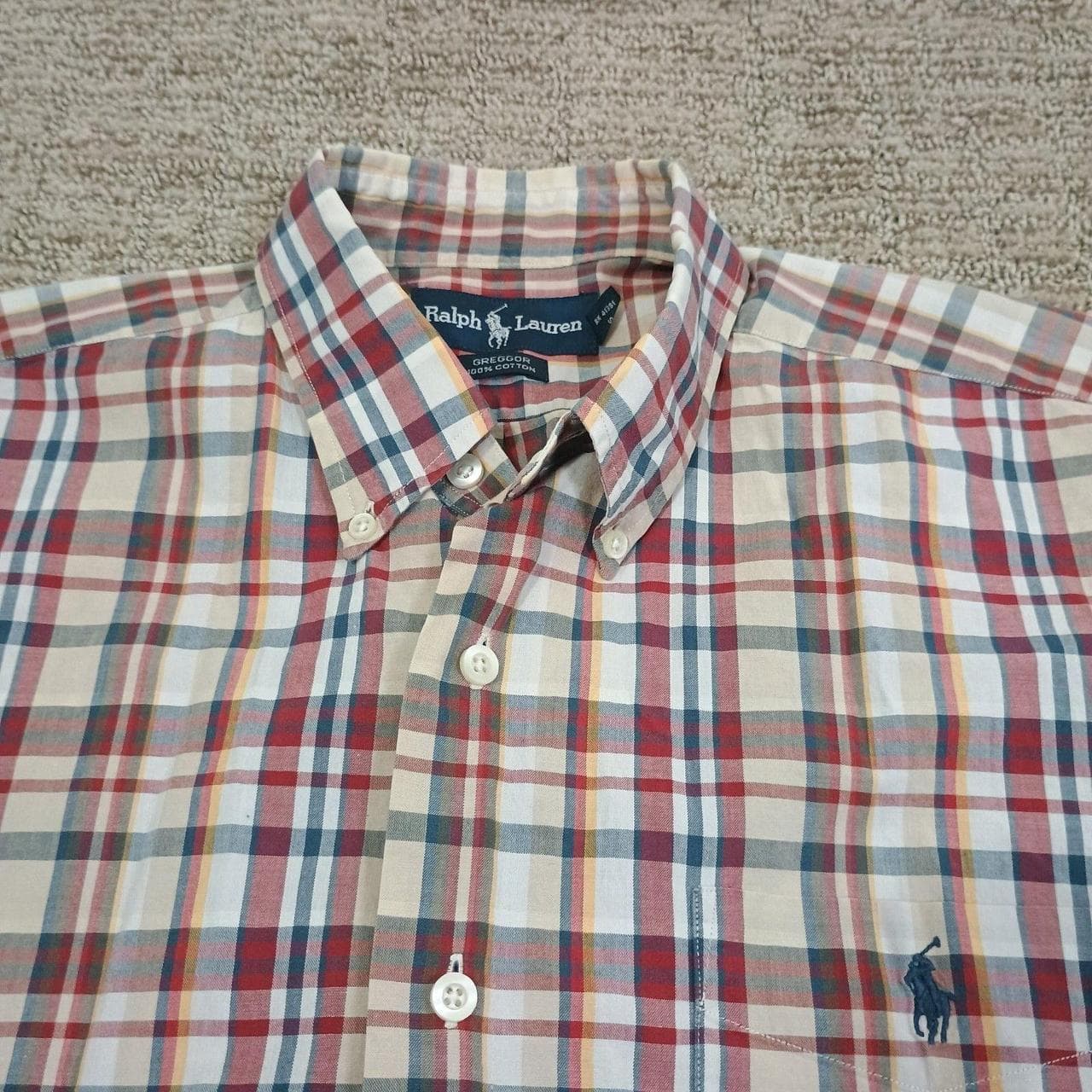 RALPH LAUREN GREGGOR SHORT SLEEVE BUTTON DOWN SHIRT MEN'S MEDIUM PLAID