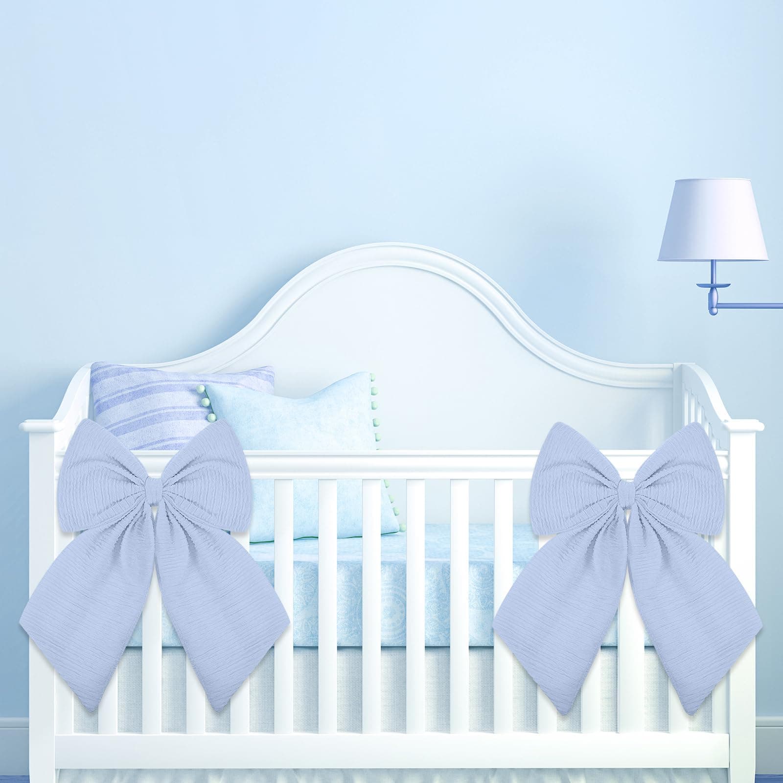 Blue Baby Crib Canopy with Bows Nursery Decor 2 pack