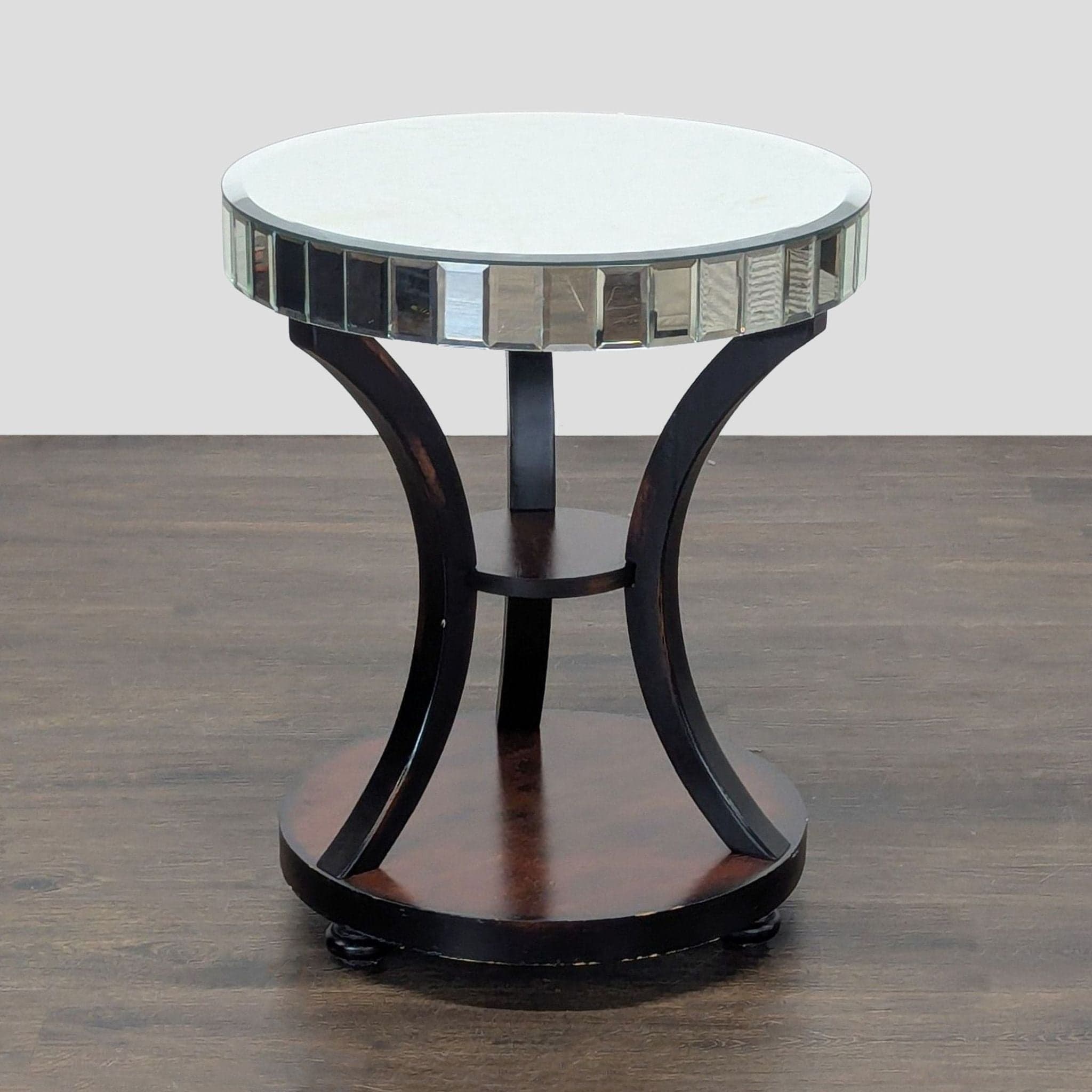 Z Gallerie Mirrored Accent Table with Wood Base