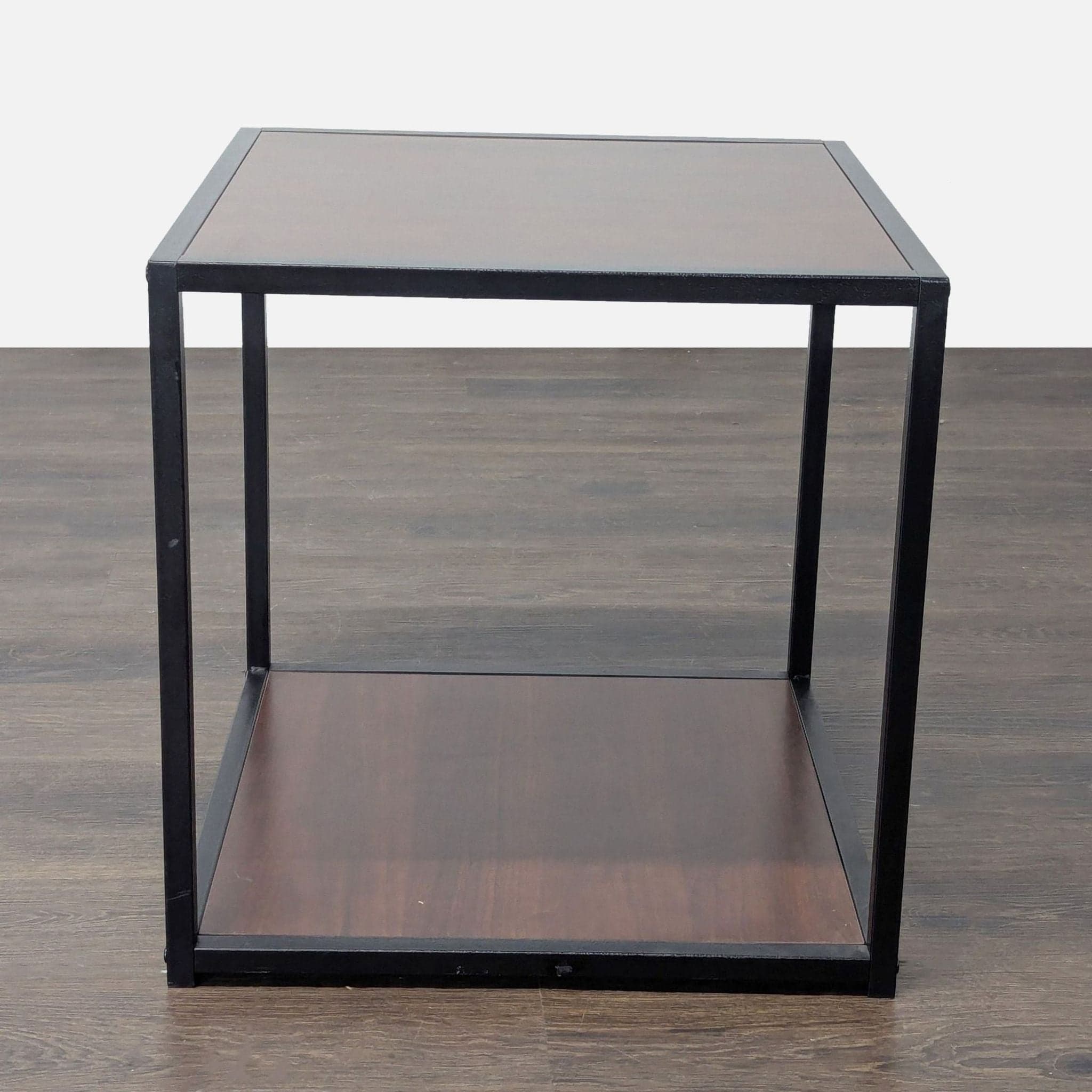 Two Tier Metal and Wood End Table