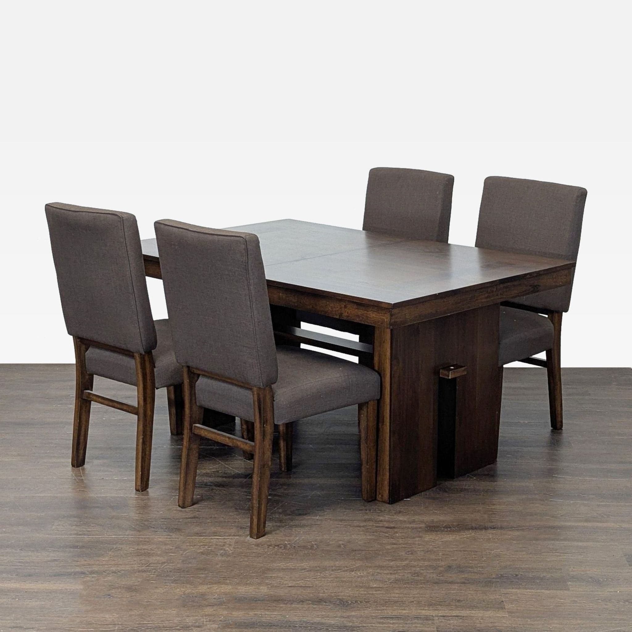 Norcal Furnitures Modern 5-Piece Dining Set with Wooden Extendable Table and Upholstered Chairs