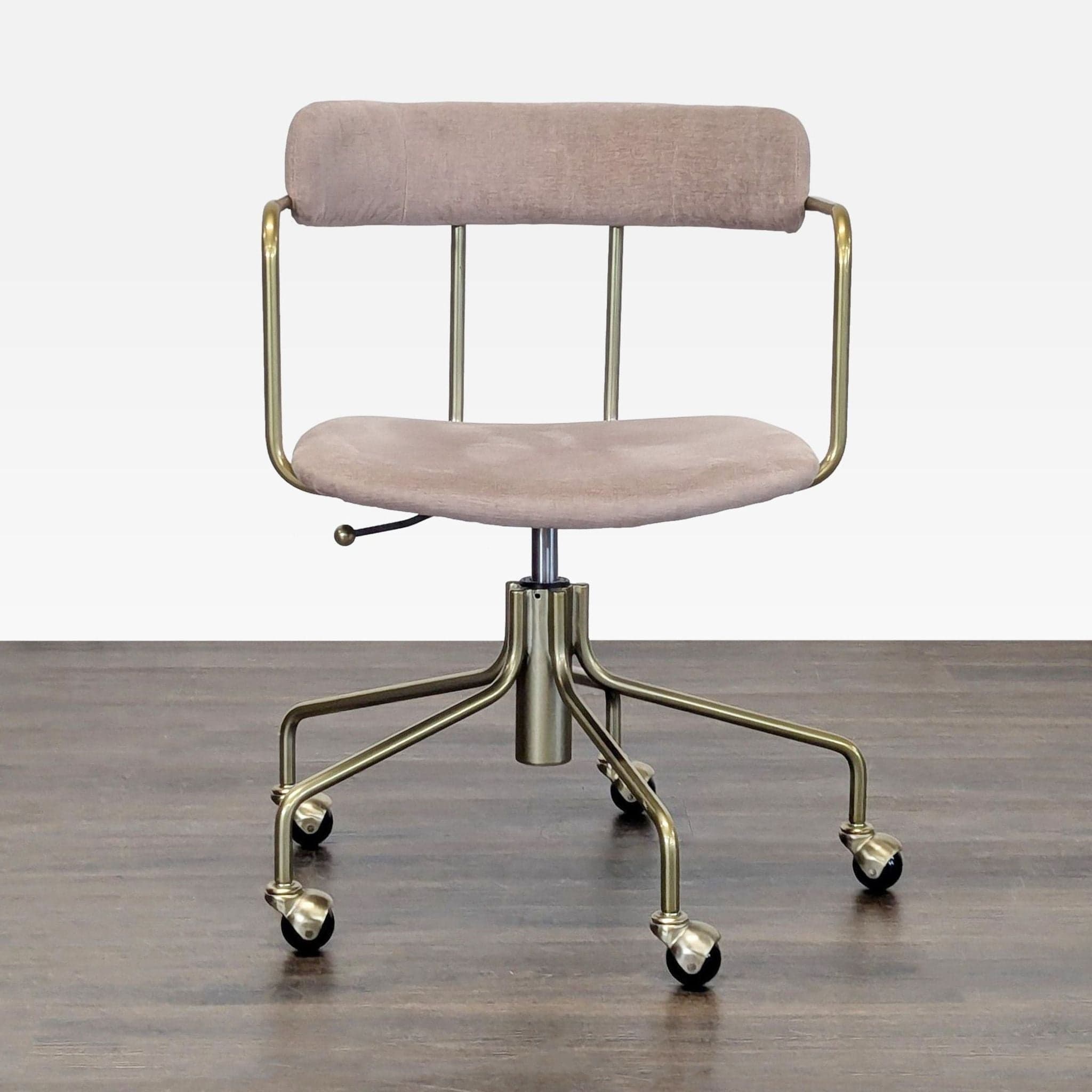 West Elm Modern Upholstered Office Chair with Brass Base and Casters