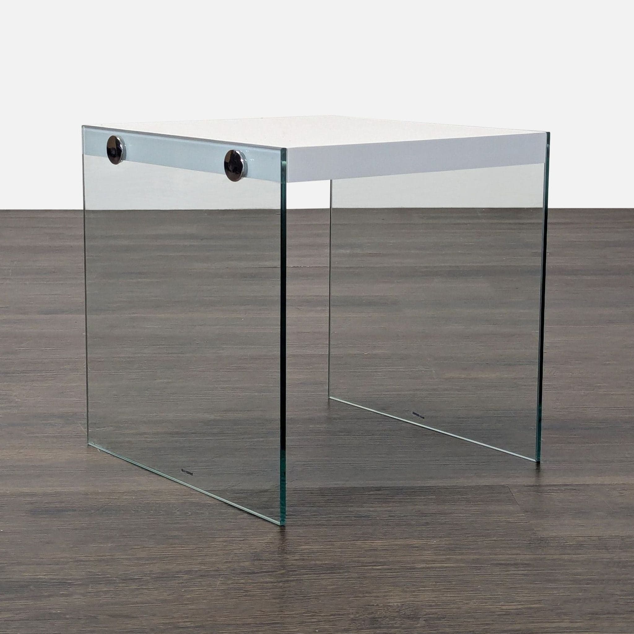 Glass Sides Accent Table with Wood Top