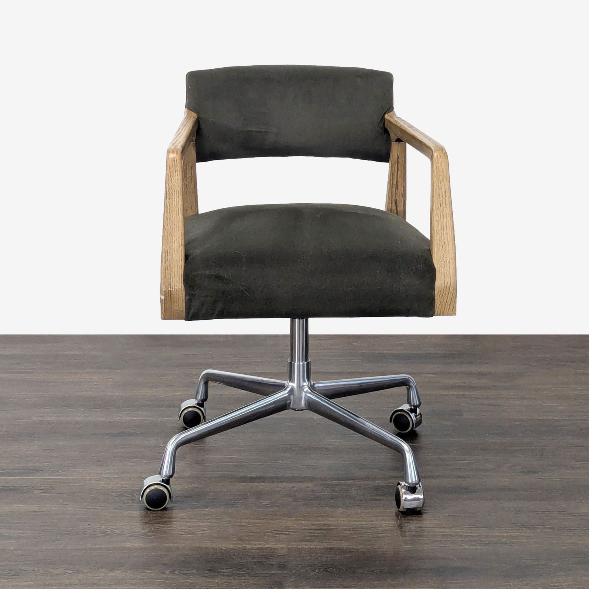 Four Hands Tyler Modern Office Chair with Wood Arms and Metal Base