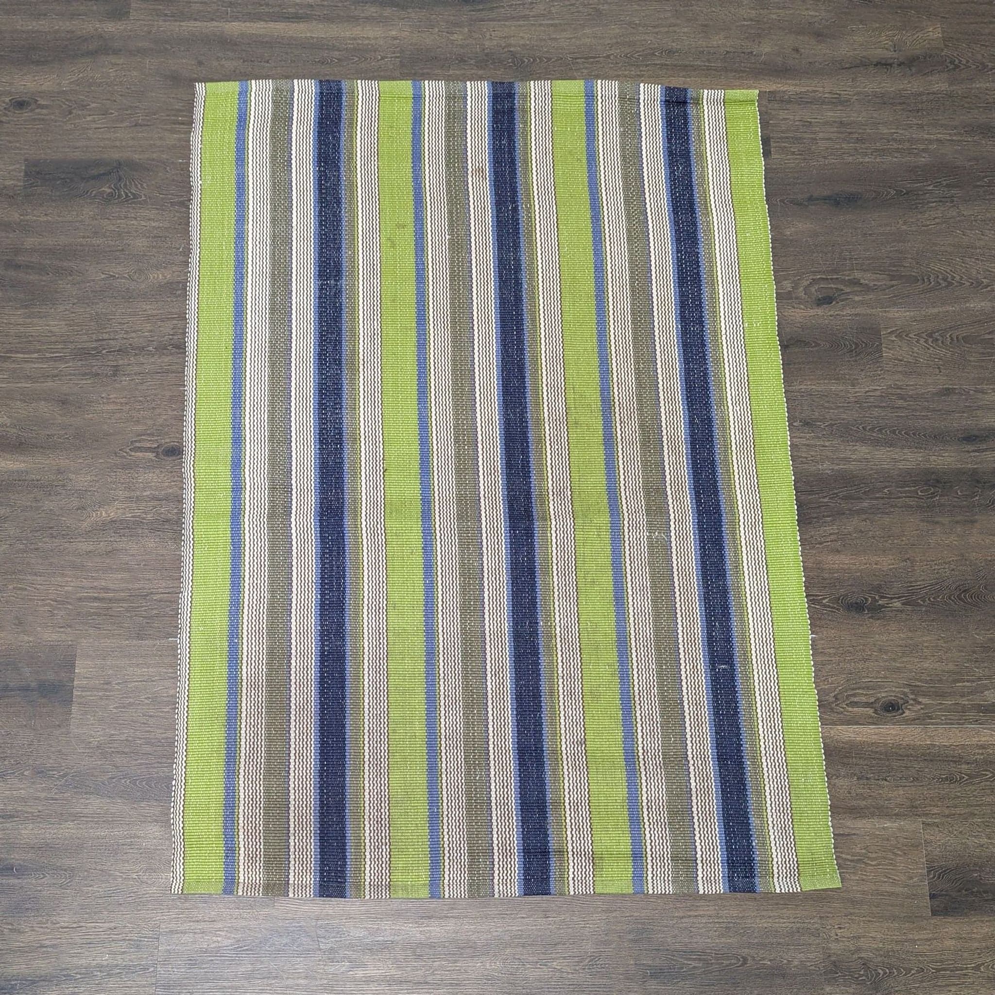 Dash & Albert by Annie Selke Striped Flatweave Area Rug – Green/Blue