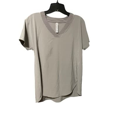 Athleta Zephyr V-Neck Short Sleeve Top Osprey Gray Size Size XS Athleisure