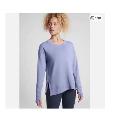 Athleta Coaster Luxe Sweatshirt Purple Crew Neck Thumbhole Pullover Small NWT