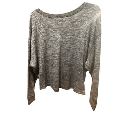 Abercrombie Fitch Heathered Gray Long Sleeve Cropped Knit Top Women's XS