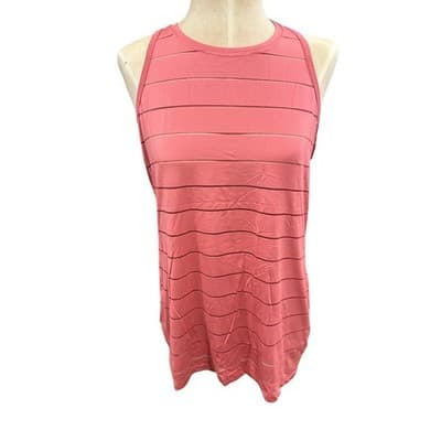 Athleta Womens Small Coral Pink Burnout Stripe Sleeveless Activewear Tank Top