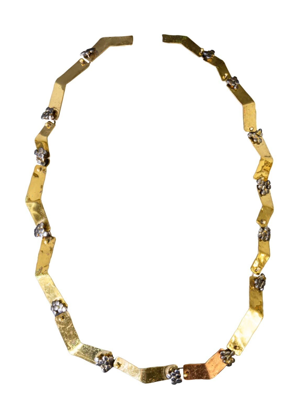 Richard Bitterman Modernism Metal with Silver Dot Design Necklace Fine Jewelry