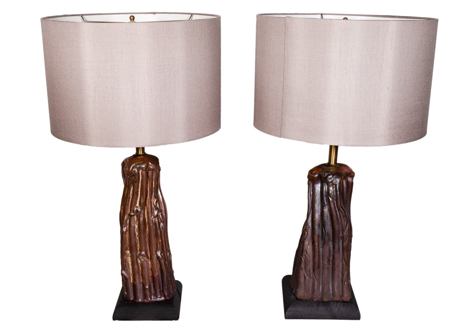A Pair of Commissioned Signed John Glick Ceramic Lamps 3 Way Switch