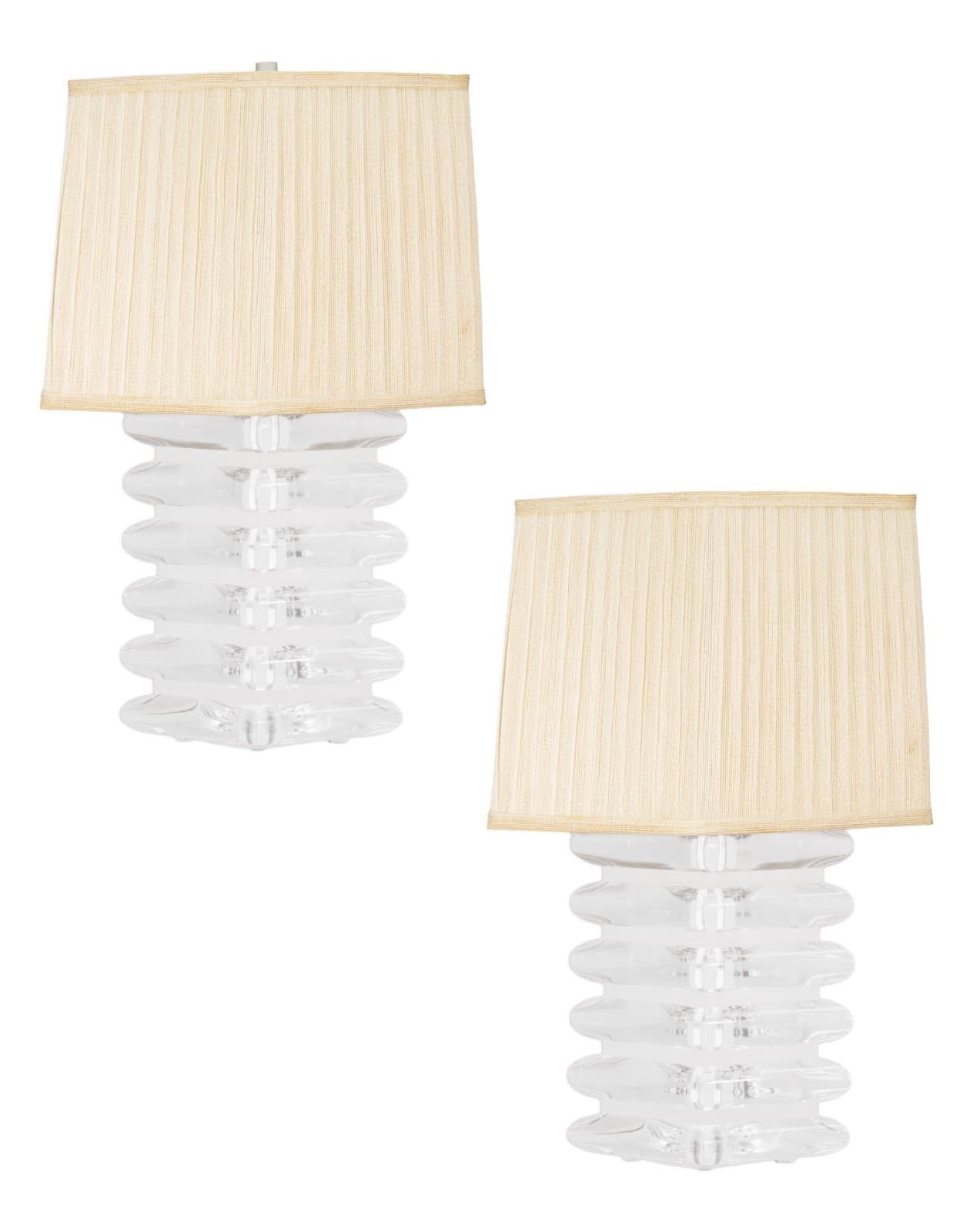 Pair Of Large Vintage Clearlite Lucite Lamps By Bauer