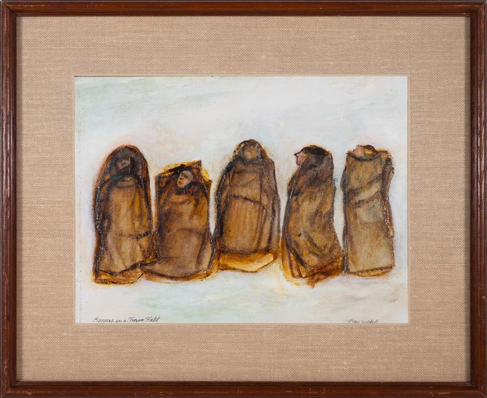 Dorothy Siddall - Beggers in a Frozen Field Signed Modernist Painting on Paper