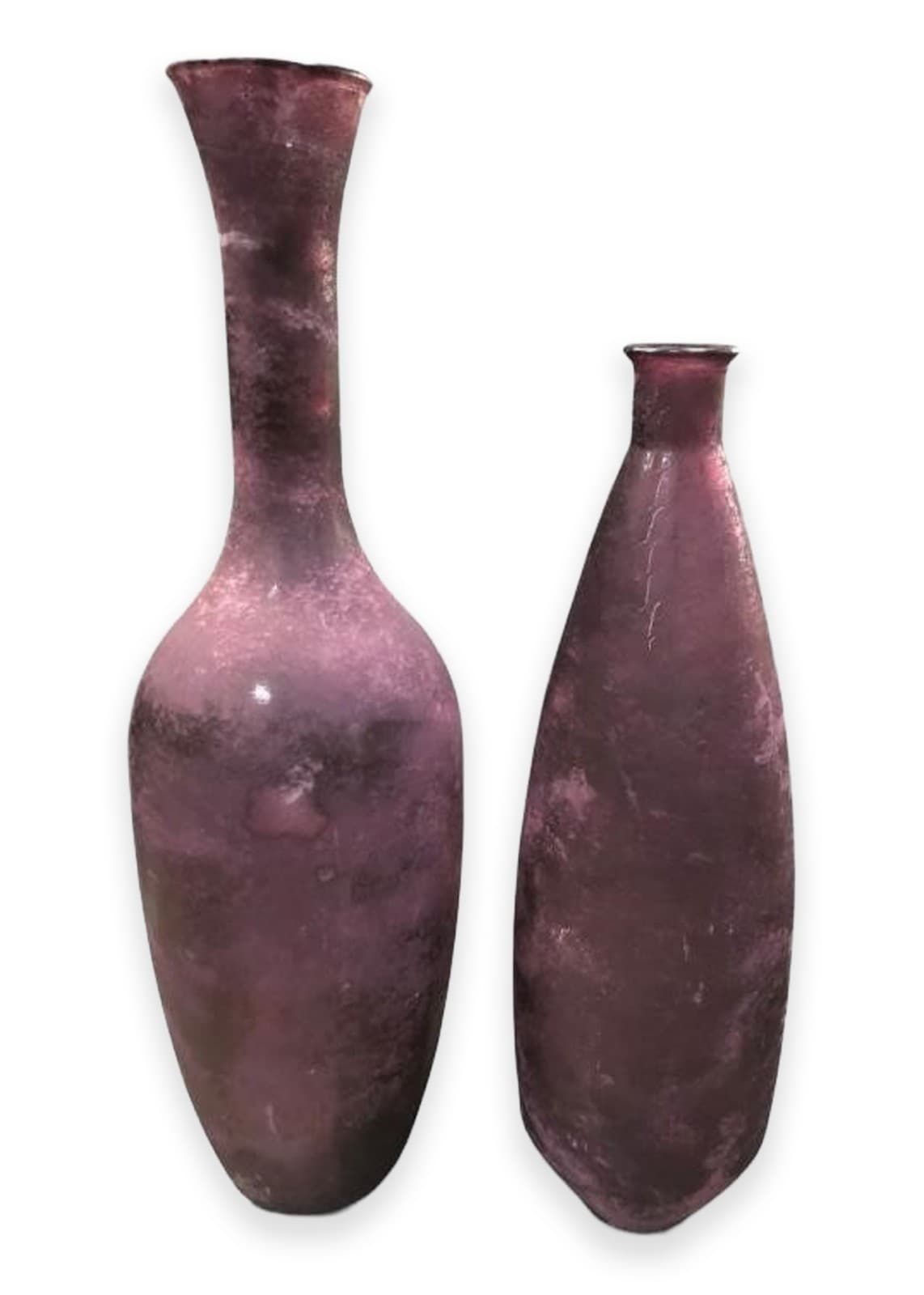 Pair of Monumental Purple Recycled Glass Floor Vases by Vidrios San Miguel Spain