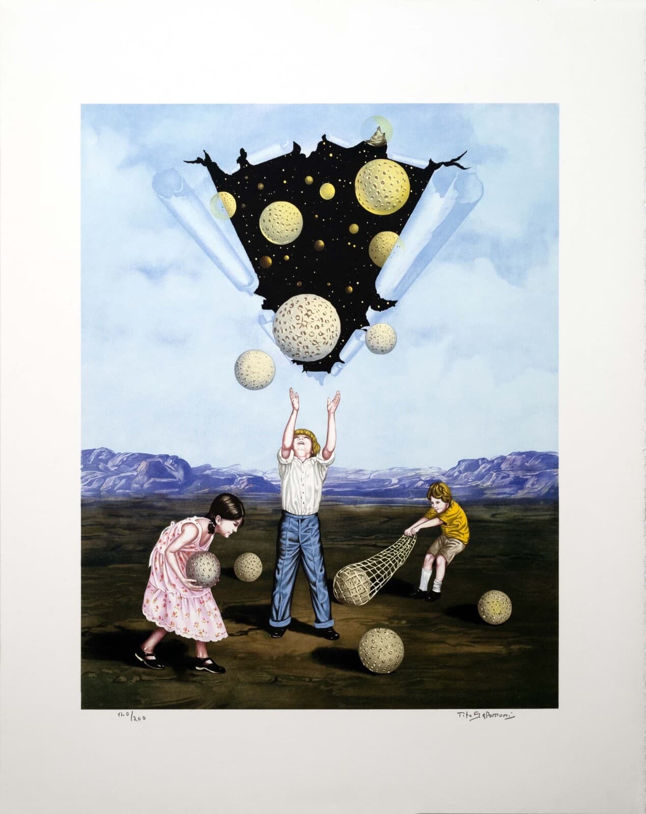 Tito Salomoni Catch a Star Signed Surreal Realism Lithograph on Paper 140/200 UF