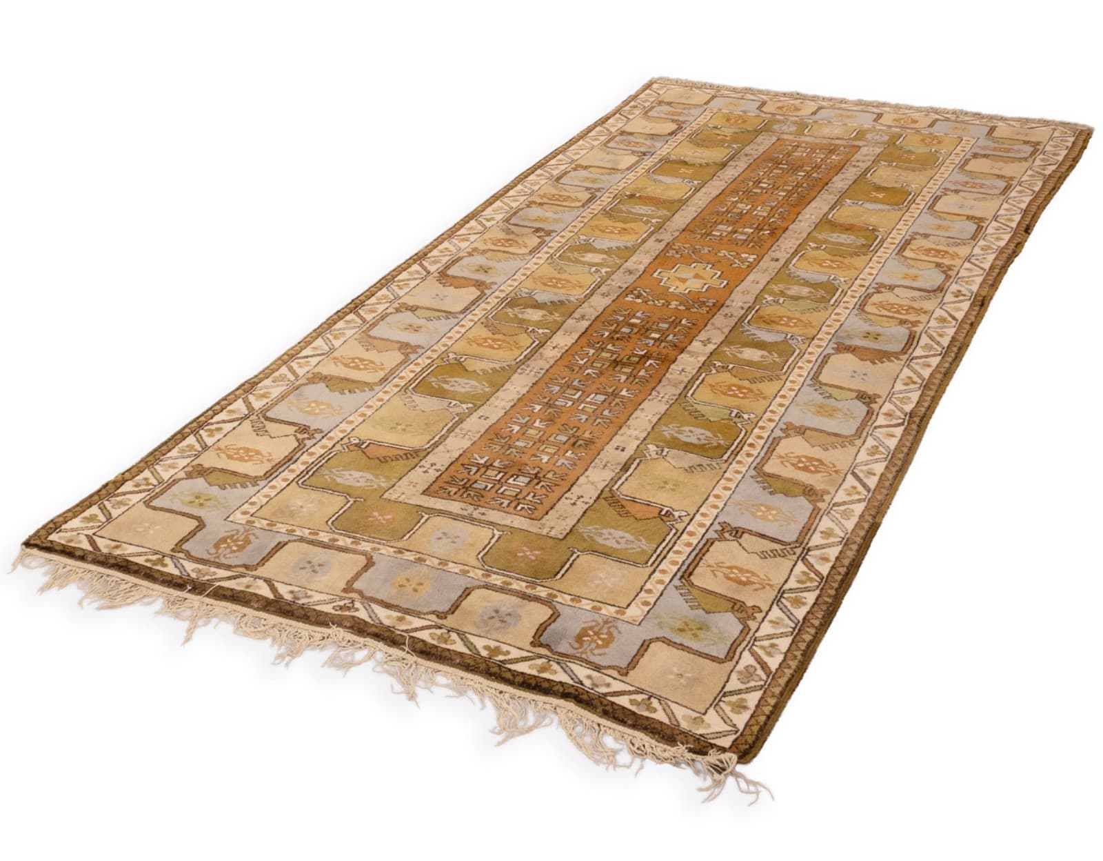Vintage 1970s Old Milas Rug Handmade In Turkey 100% Pure Wool 114 X 55