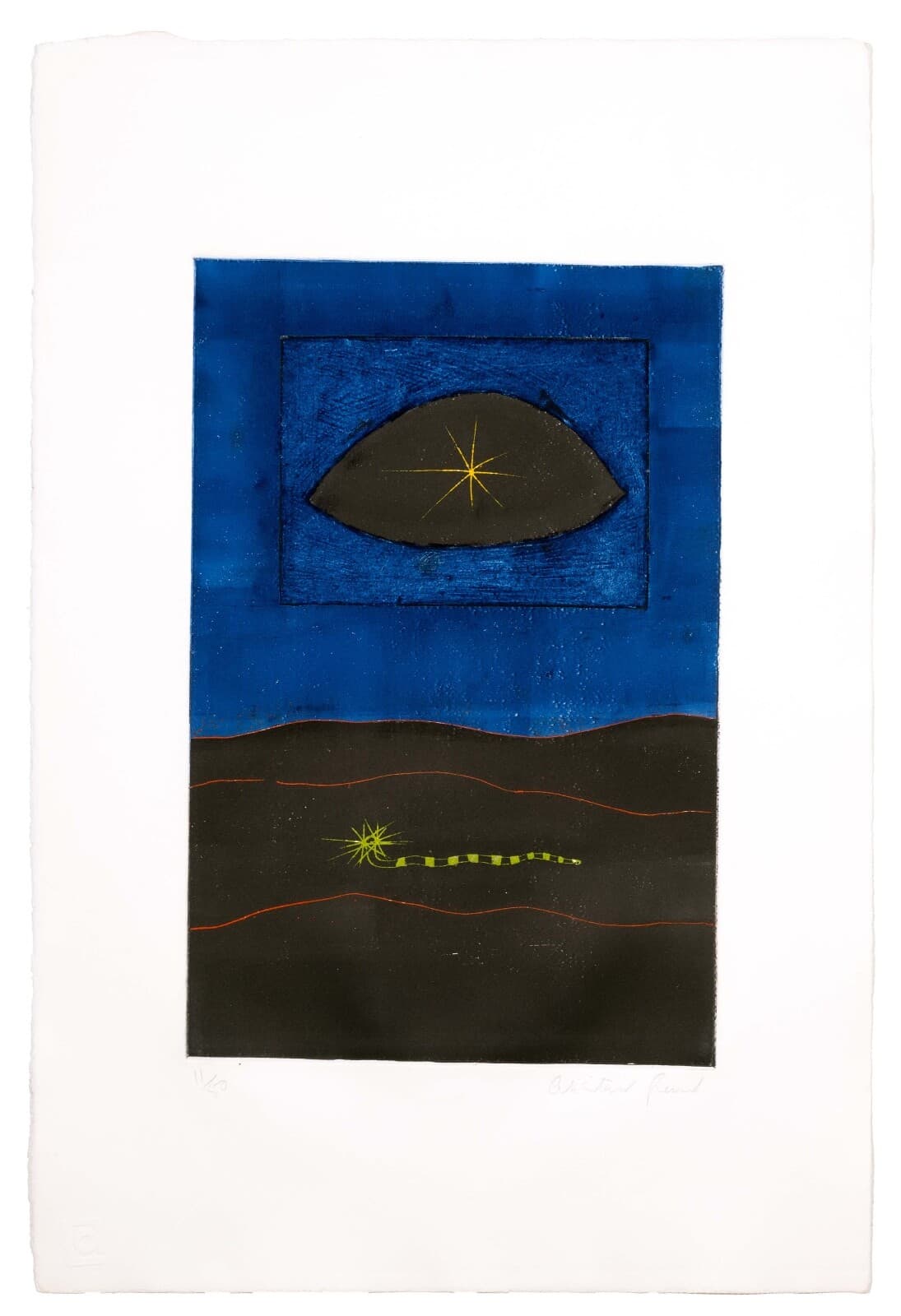 Alistair Grant Yellow Eye Signed Modernist Etching with Aquatint on Paper 11/50