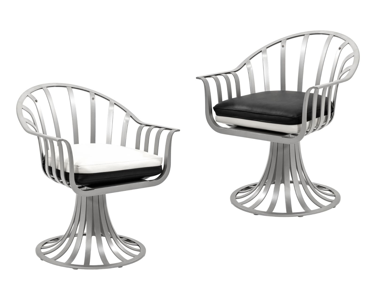 Pair Of Reversible Cushion Patio Chairs In The Style Of Russel Woodard