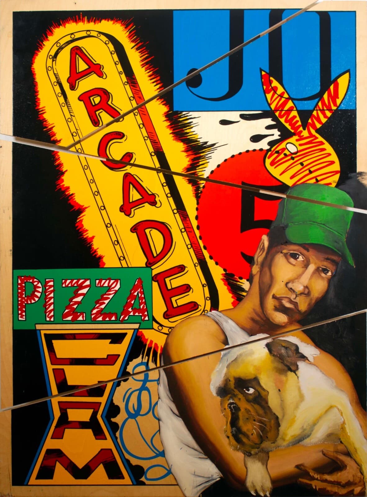 DAZE Chris Ellis Bulldog Coney Island Signed Graffiti St Art Portrait on Wood