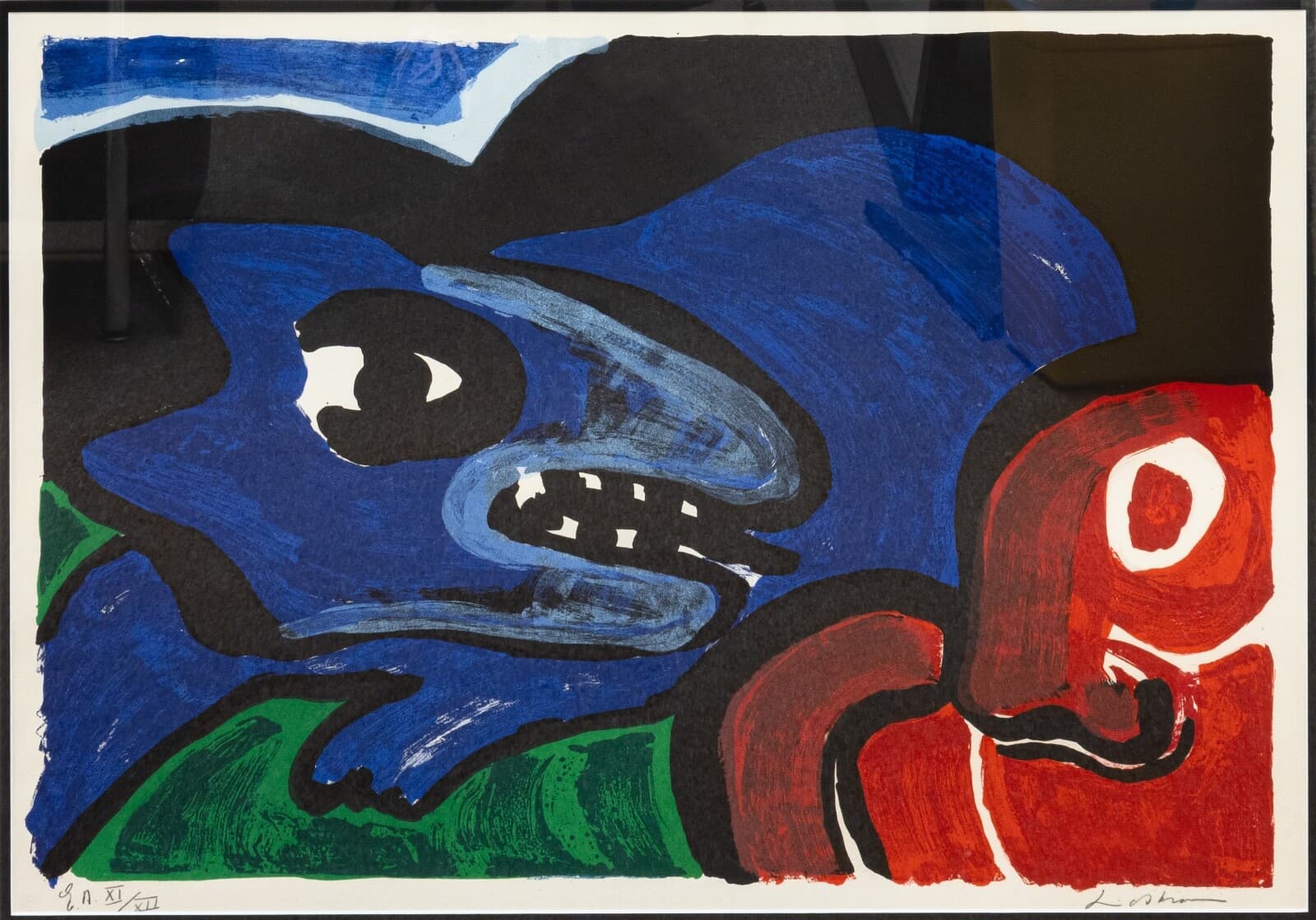 Bengt Lindström Composition, Tête d'Animal Signed Lithograph E.A. XI/XII Framed