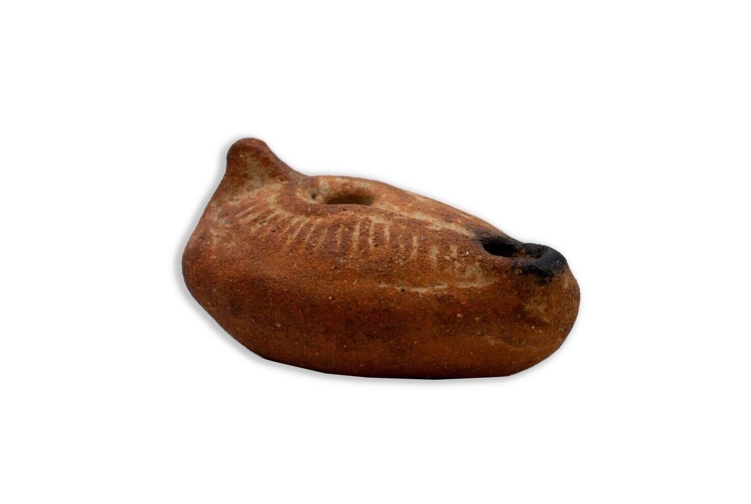 Pre-Columbian Ancient Boat-Shaped Terracotta Pottery Oil Lamp Historic Artifact