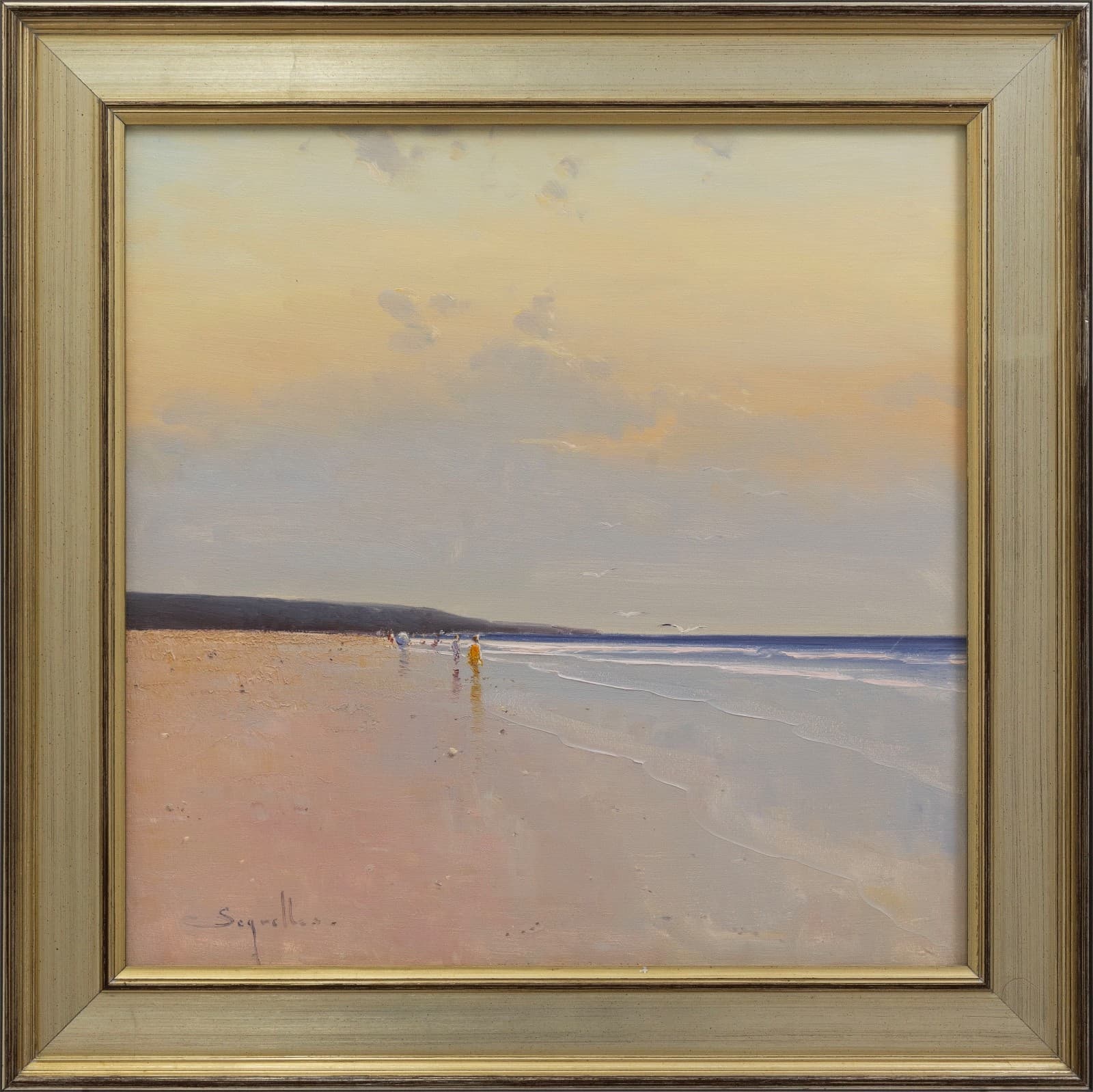 Jorge Segrelles Beach II Signed Oil On Canvas Contemporary Impressionism Framed
