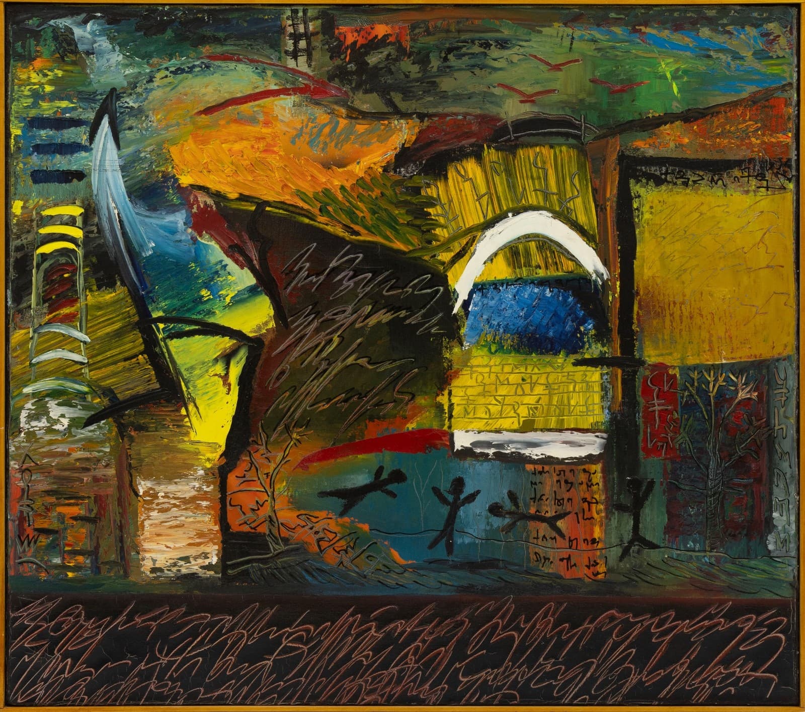 Besso Bakradze Unpredictable Criterion 1993 Signed Abstract Oil Painting Canvas