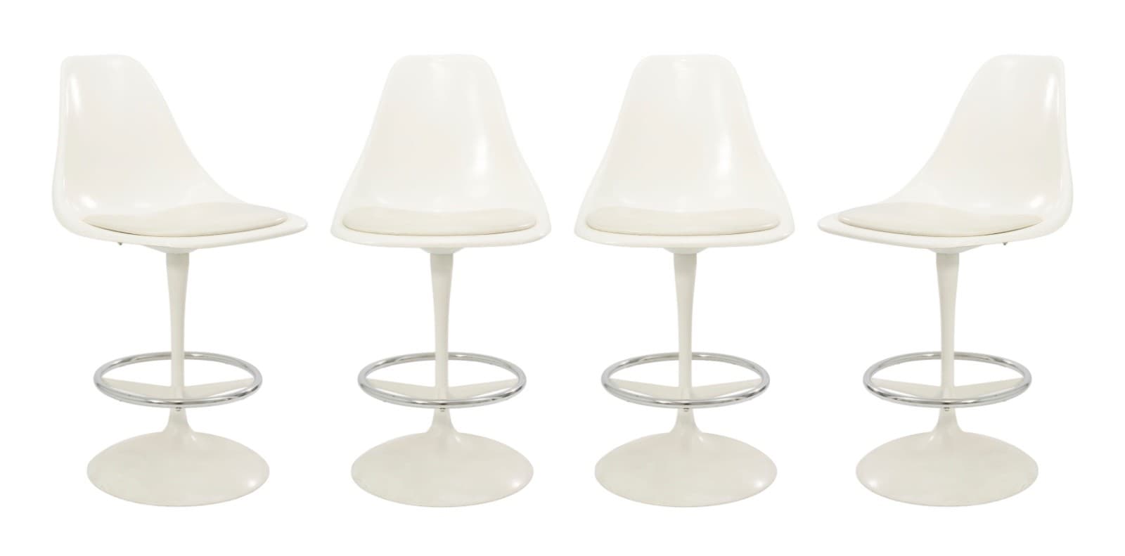 Set Of 4 Vintage Tulip Style Swivel Barstools By Arthur Umanoff