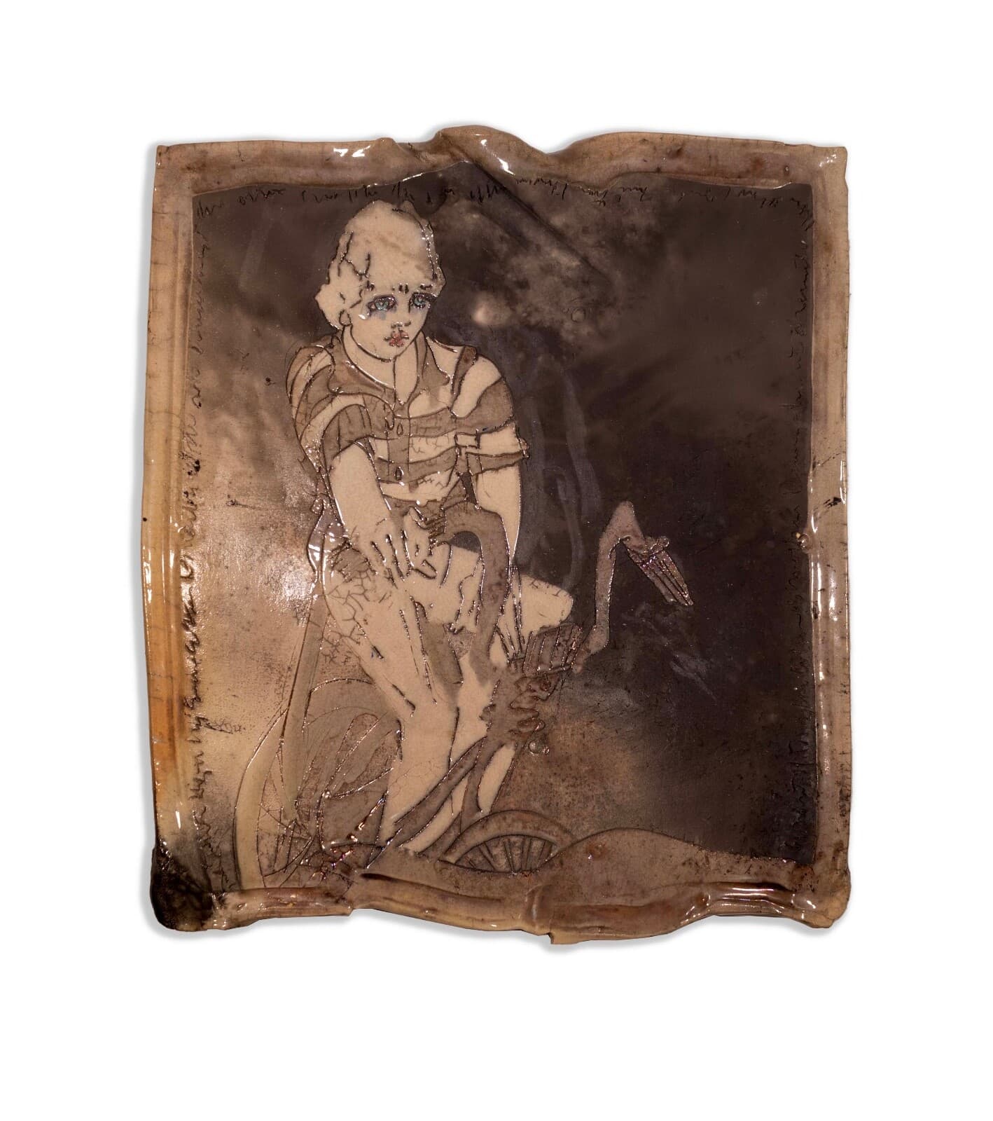 Steven & Susan Kemenyffy Signed Raku Ceramic Hanging Relief Wall Sculpture 1970