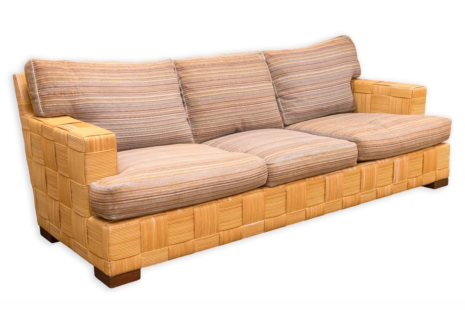 Rare Vintage John Hutton for Donghia Block Island Woven Rattan Sofa