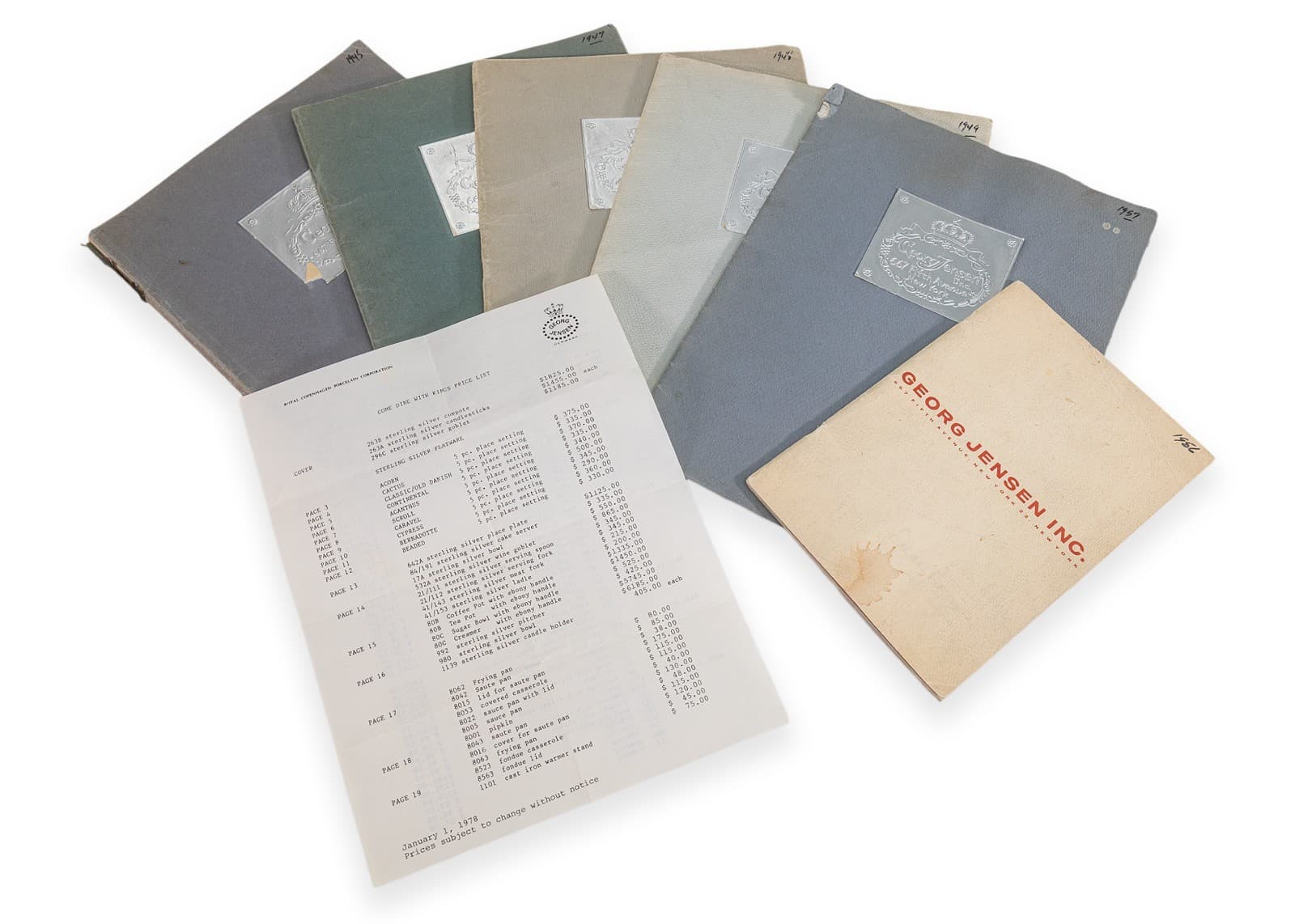 Georg Jensen - Collection of Catalogues (1945-1957) + Price Guide (1978)