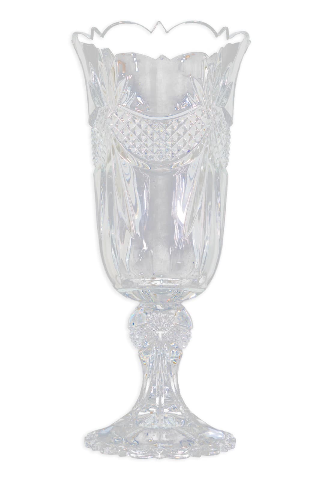 Towle - Fan Cut Crystal Glass Vase with Tapered Stem, c. 1970s