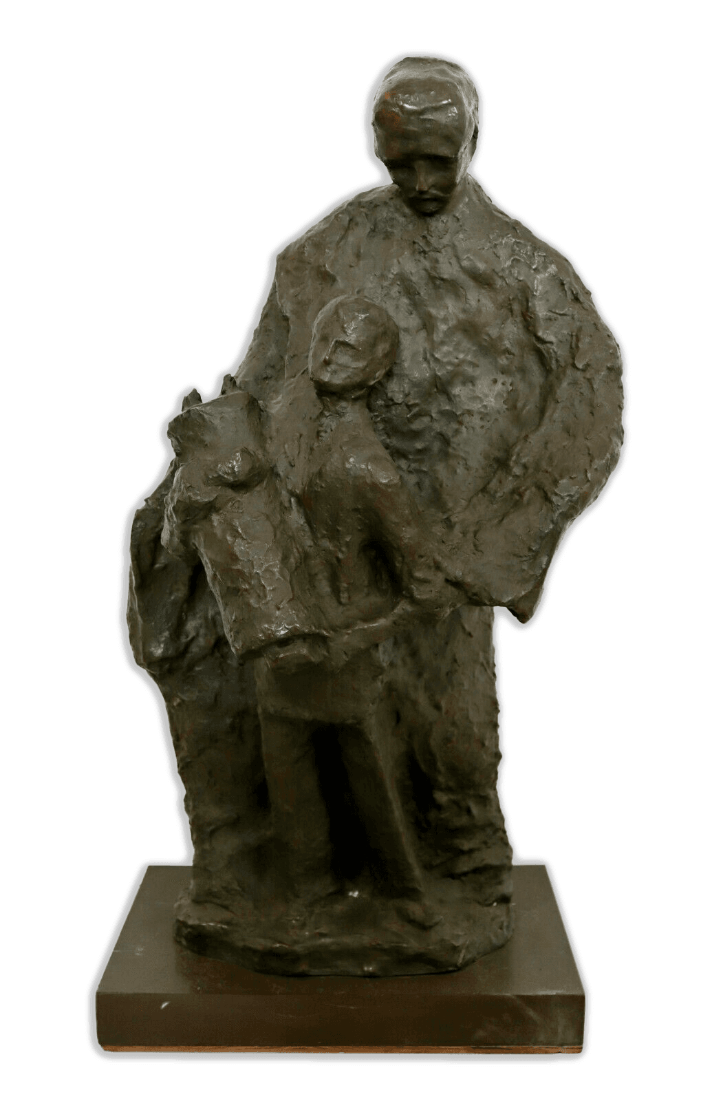 Mid Century Modern Father with Son Holding the Torah Bronze Sculpture