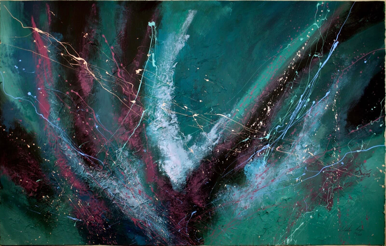 Stephen Kaye Signed Abstract Expressionism Contemporary Silkscreen 172/350 Frame